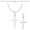 ZELYA Collana con ciondolo a croce in argento 925 per ragazze e ragazzi - 45-60 cm, collana per Comunione con croce, collana per bambini per Comunione e Battesimo, con scatola regalo e incisione, 45