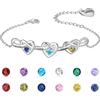 Wamantic Bracciale Donna Argento Personalizzato - Braccialetto Gioielli Bracciali Cuore Regalo Natale Compleanno Regali Festa Della Mamma per Moglie Amicizia (3 pietre portafortuna 3 nomi)