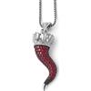 amorili Collana Donna Corno Portafortuna Napoletano Argento 925 con Zirconi Rubino | Gioiello Amuleto Porta Fortuna | Idea Regalo Elegante cll0616