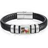 lorajewel Bracciale Personalizzato da Uomo con Nome Bracciale con Foto in Pelle Regalo per Uomo Papà Nonno Marito Fidanzato