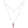 inSCINTILLE Corni Collana Donna Doppio Filo in Acciaio Inossidabile con Stelle e Corno