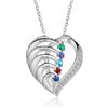 RolaOnly Regali di Natale per Donne Collana Personalizzata in Argento S925 con 2-5 Pietre Portafortuna, Nome Inciso, Gioielli con Ciondolo a Forma di Cuore Personalizzati