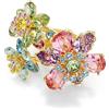 Swarovski Anello Idyllia, Taglie miste, Fiore, Multicolore, Bagno tono oro, cristallo, Zirconia cubica (52)