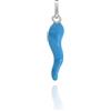 Donipreziosi Ciondolo Smaltato a forma di Corno Portafortuna - Pendente Cornetto napoletano in Argento per Collana o Bracciale Uomo o Donna, Scaramanzia - 3,5 cm Azzurro