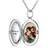 ChicSilver Collana Personalizzata Argento 925 con Foto Incisione, Ciondolo Portafoto Personalizzato Argento Lunga 40+5cm, Collana Tondo Ciondolo Personalizzato, Idee Regalo per Natale Anniversario