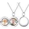 ChicSilver Collana Personalizzata Argento 925 con 2 Foto, Ciondolo Portafoto Personalizzato Argento Lunga 55+5cm, Collana Tondo Ciondolo Personalizzato, Idee Regalo per Natale Anniversario