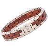 Woodstar (ALLIGATOR Bracciale da Uomo in Acciaio e Legno, Gioielli Moda Maschile, Braccialetto Regolabile Rosso Argento B20-011