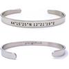 ALMENDRA Bracciale coordinate geografiche personalizzato da uomo primo bacio con incisione nascosta rigido acciaio personalizzabile regalo scritta nome (Acciaio)