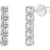 Dsnyu Orecchini da donna in argento 925, stile moderno, da tennis, row, con zirconi rotondi, in argento/oro, 15MM, Zirconia cubica
