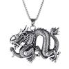 PAMTIER Collana con Ciondolo Drago Cinese da Uomo in Acciaio Inossidabile Argento Nero