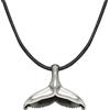 SoulCats Soul-Cats Ciondolo a forma di pinna di balena in vero argento 925, con catena in pelle, con pinna di delfino, Argento sterling