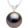 PEARLS & COLORS - Ciondolo in Oro di Perla coltivata di Tahiti rotonda - Qualità A+ - Oro 750 (18K) - Catena regalo - Gioiello da donna