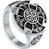 TQWSVUM Anello Con Nodo Celtico Vichingo - Anello Con Nodo Triangolare In Acciaio Inossidabile Placcato Oro Uomo E Donna - Gioielli Con Fascia Nuziale Nordica Vintage Moda Nodo Irlandese Amuleto