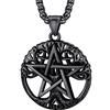 FaithHeart Collana Pentagramma Traforata Ciondolo Yggdrasil l'Albero della Vita Elementi della Mitologia Norrena Collana Portafortuna Collana Uomo Acciaio Alta Qualità