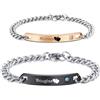 MeMeDIY 2 Pezzi Braccialetti Coppia Personalizzata Nome/Data Dell'incisione per Fidanzato Fidanzata Bracciali Regolabili in Acciaio Inossidabile Regalo d'Amore