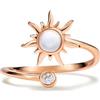 PERIMADE Anello per ansia con opale sole, da donna, placcato oro, con zirconia cubica, in argento Sterling 925, antistress, aperto, avvolgente, calmante, anello rotante regolabile, Argento sterling
