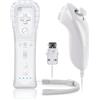 FIOTOK Telecomando Wii con Nunchuck, controller Wii con Nunchuck compatibile con Nintendo Wii/Wii U con custodia in silicone e cinturino da polso, bianco