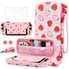 GLDRAM Custodia da trasporto rosa fragola per Nintendo Switch 2 (2025), set di accessori da ragazza carino con borsa da viaggio, custodia protettiva rigida in PC, pellicola protettiva, impugnature per