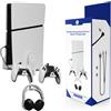 Generic Staffa di montaggio a pareteconsole per PS5 Slim, controller di gioco/organizzatore di cuffie da parete con 2 in 1 cavo di ricarica magnetico