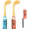 Zhixteu Mazze da Golf per Switch 2 / Switch/Switch OLED, Kit Accessori per Videogiochi con Impugnatura per Controller da Golf e Cinturino da Polso (Blu+Arancione)