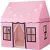 COSTWAY Tenda da Gioco per Bambini con Luci a Stella, Tappetino in Velluto Lavabile e Antiscivolo, Finestre e Tende a Rete, Ideale per Interni ed Esterni per Bambini 3 Anni + (Rosa)