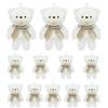 Topoloar Confezione da 12 mini orsetti di peluche rosa in tessuto, 12 cm, set per portachiavi fai da te, feste di compleanno, baby shower (bianco)