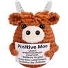 YUPDFGB Highland Cow Positiva, Highland Cow Regali Decorazione Festiva, Mini Bambola Lavorata a Maglia con Carta Positiva, Regali di Natale per Familiari Amici Rega-li