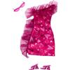 Barbie Mattel - Indumento per bambola Barbie - Confezione 1 - Abito da sera con volant stampato a cuore, occhiali, tacchi rosa, abbigliamento versatile - Festa