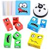 LADVATKIN Puzzle di Espressione del Viso in Legno, puzzle bambini 3+ anni Montessori Gioco Cubi Emozioni, Divertente Gioco da Tavolo per Famiglie 50 Carte e 1 Campane