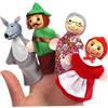 Lawnrden Burattini a mano per bambini|4 pezzi/set Burattini a mano per bambini, Cappuccetto Rosso Giocattolo Gioco di ruolo interattivo Teatro delle marionette dei cartoni animati per narrazione di storie per