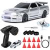 JONRRYIN RC Auto Drift Pro 1:43, Macchina Telecomandata Drift, Mini Drift Car, Micro Macchina Telecomandata con Luce LED, 15km/h, Auto Giocattolo per Bambini di 14 Anni (Grigio Pro-Gyro)