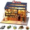 HJBHDOLL Casa delle bambole fai da te mobili in miniatura, stile giapponese fatto a mano, kit per casa delle bambole fai da te, scala 1:24, idea regalo per adulti amici amanti (Sushi Laden)