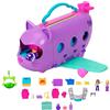 Polly Pocket - Aereo Gattino, playset da viaggio con 2 micro bambole, palco rotante e cucciolo di gatto, 19 accessori inclusi, giocattolo per bambini, 4+ anni, HWP19