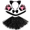 MIFKLMV Costume da Gatto Nero per Bambina, Set Completo 5 Pezzi per Travestimento da Animale, Carnevale, Cosplay e Feste