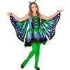 CARTOON Costume di Carnevale Farfalla Verde Bambina Vestito con Tutù Ali Scenografiche e Cerchietto con Antenne Travestimento Fantasia Natura per Feste in Maschera e Halloween