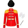 inhzoy Ringmaster Costume Carnevale Bambina Bambini Cappotto da Domatrice Circo Giacca Maestro di Circo con Nappe Tailcoat con Cappello Guanti Costume Halloween Festa a Tema Rosso 9-10 anni