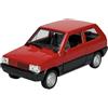 Generisch Welly modello auto compatibile con Fiat Panda 1980 rosso ca 1/34-1/39 metallo Die Cast Nuovo in scatola 43849