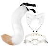 Bakermiche Costume da volpe in pelliccia sintetica con orecchie di volpe, fascia per coda di campana, graziose orecchie di gatto e coda di animali, cosplay, accessori di travestimento per Halloween Natale