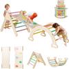 RELAX4LIFE 4 in 1 Triangolo da Arrampicata con Scivolo per Bambini, Arco da Arrampicata e Scala per Arrampicarsi in Legno, Montessori Giocattoli Bimbi 2 3 4 5 Anni (Colorato)