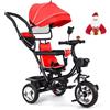 Willonin Triciclo per bambini evolutivo con sedile reversibile, triciclo bicicletta per bambini con spazio di archiviazione, parasole, canna telescopica e pedali rimovibili, per bambini da 1 a 5 anni (grande