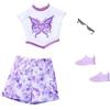 Barbie Fashion Pack Farfalla Stampa Top Lila Shorts Fashion Set per bambini dai 3 anni in su