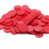 HAKITAROOM Set di 100 gettoni da poker in plastica opaca, 40 mm, con scatola portaoggetti, colore rosso, 4 cm