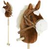 AIYAPLAY Cavallo con Bastone e Suoni Realistici per Bambini 24+ Mesi, Cavallo Giocattolo a Rotelle in Poliestere, Schiuma e Legno, 95x25x27 cm, Marrone