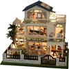 WJnflQN Kit Casa Miniatura Artigianale, Modello 3D di Villa in Legno da Costruire con Luci LED, Set Artigianali Fatti A Mano Per Amici Famiglia Ragazzi E Adulti