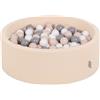 KiddyMoon Fodera con Cerniera per Piscina per Bambini 90X30cm/200 Palline, Beige: Beige Pastello/Grigio/Bianco