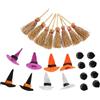 ULDIGI 1set Decorazioni Di Halloween Con Mini Cappelli Da Strega Scopetta e Calderone Per Festività e Miniature Domestiche