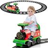 RELAX4LIFE 2 in 1 Macchina Elettrica per Bambini e Trenino Elettrico per Bambini con 16 Pezzi di Binari, Musica, Luci, Pedali Retrattili, 2 Anni+ (VERDE)