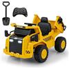 COSTWAY 12V Caterpillar Veicolo da Costruzione Elettrico, Macchina Elettrica per Bambini con Telecomando Paletta e Cassone Basculante, 3-4 km/h, per Bambini 3-6 Anni
