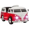 AIYAPLAY Macchina Elettrica per Bambini 3-7 Anni Volkswagen T1, 12V 3-8km/h Auto Elettrica per Bambini con 2 Motori, Sospensioni, Partenza Lento, Musica, Fari e Clacson, Rosso