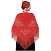 Partilandia Scialle Manila Chulapa Donna【Taglia Adulto 150 x 60 cm 】[Colore Rosso] Costume Chulapas Scialle Flamenco Ricamo San Isidro